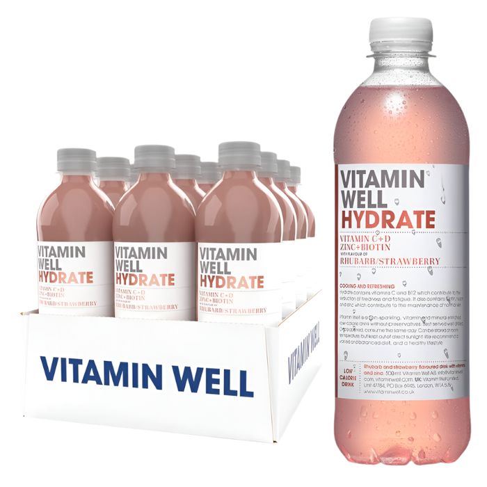 Vitamin Well Hydrate 12x500ml Rhubarb & Strawberry