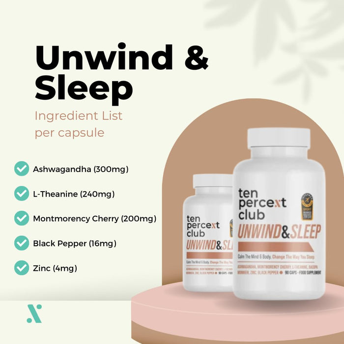 The Ten Percent Club Unwind and Sleep 90 Caps - Mushrooms at MySupplementShop by Ten Percent Club