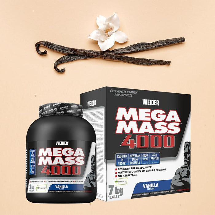 Weider Mega Mass 4000, Vanille – 3000 Gramm