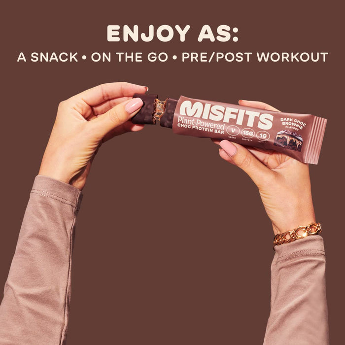 Misfits Vegan Protein Bar 12x45g Chocolate Brownie Best Value Snack Food Bar at MYSUPPLEMENTSHOP.co.uk