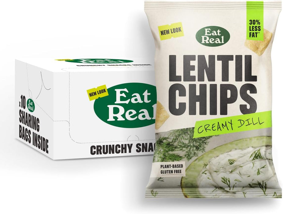 Eat Real Lentil Chips 10 x 95g – Plant-Based, Gluten-Free, and 30% Less Fat | Delicious & Crunchy Snacks