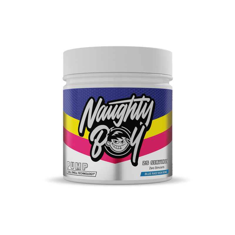 Naughty Boy Pump 400g Blue Razz Bon Bons cheapest price with MYSUPPLEMENTSHOP.co.uk