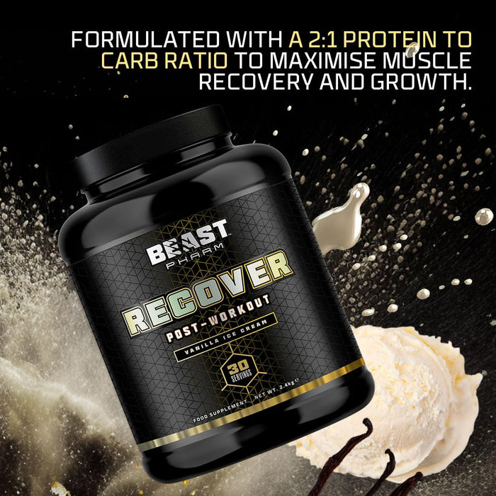 Beast Pharm Recover Post Workout 2.4kg (Vanilla Ice Cream) - Recovery Shake at MySupplementShop by Beast Pharm