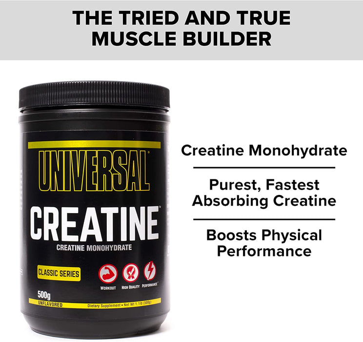 Universal Nutrition Creatine Powder, Unflavored (EAN 039442147011) - 500 grams | High-Quality Creatine Supplements | MySupplementShop.co.uk