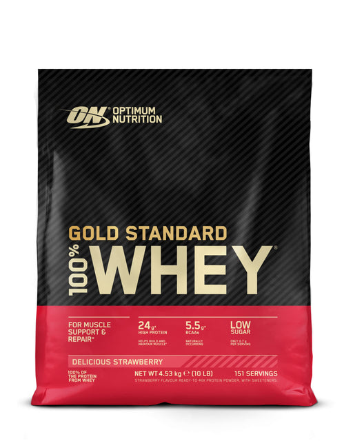 Optimum Nutrition Gold Standard 100% Whey Delicious Strawberry 4540g at the cheapest price at MYSUPPLEMENTSHOP.co.uk