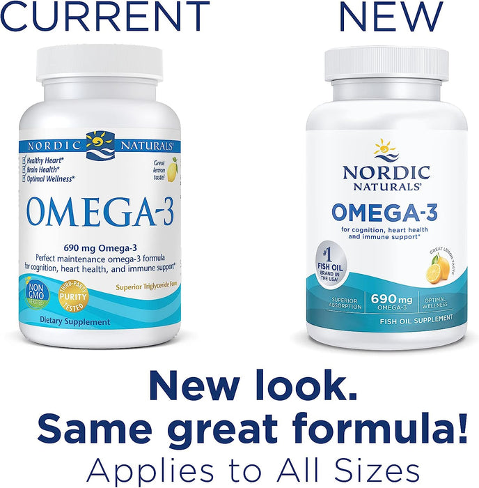 Nordic Naturals Omega-3, 690 mg Zitrone – 60 Kapseln