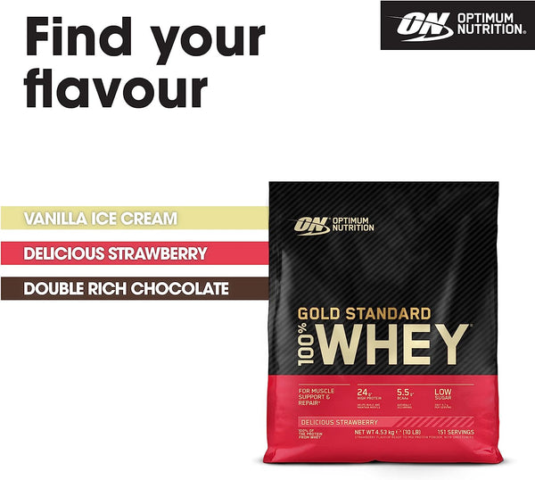 Optimum Nutrition Gold Standard 100% Whey HUGE 4.5kg | High-Quality Protein | MySupplementShop.co.uk