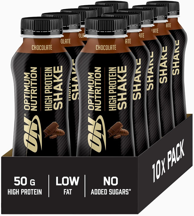 Optimum Nutrition Optimum High Protein Shake - Ready to Drink RTD - Muscle Support, 10 x 500ml