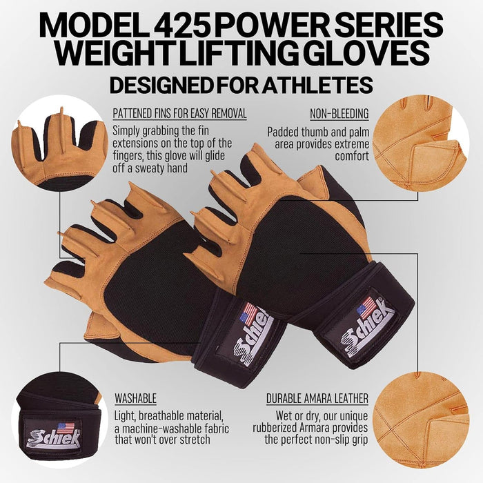 Schiek Model 425 Power Series Lifting Gloves with Wrist Support