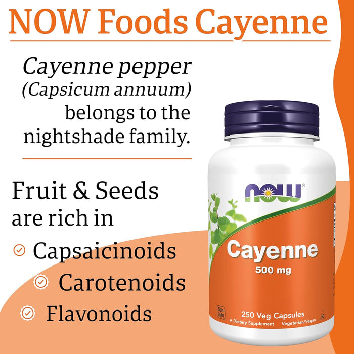 NOW Foods Cayenne, 500 mg – 250 Kapseln