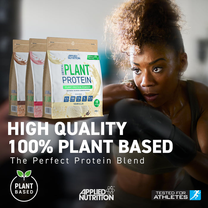 Applied Nutrition Critical Plant Protein Strawberry 450g: Deliciously Fit - Plant Protein at MySupplementShop by Applied Nutrition