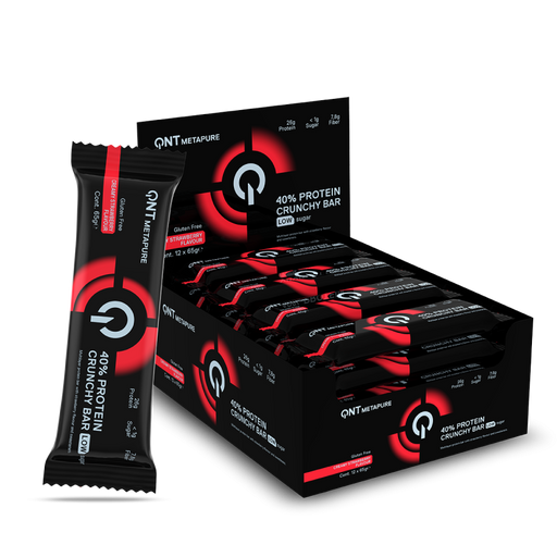QNT Metapure Crunchy Protein Bar 12 x 65g - Strawberry - Sports Nutrition at MySupplementShop by QNT
