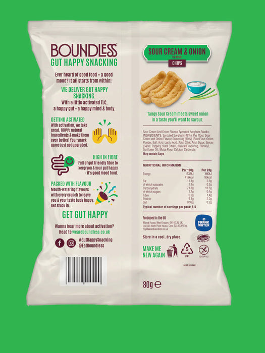 Boundless Chips 10x80g Sour Cream & Onion | High-Quality Sports Supplements | MySupplementShop.co.uk