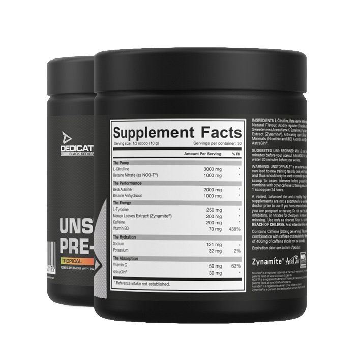 Dedicated Nutrition Unstoppable Pre Workout 300g - Legendary Training Booster