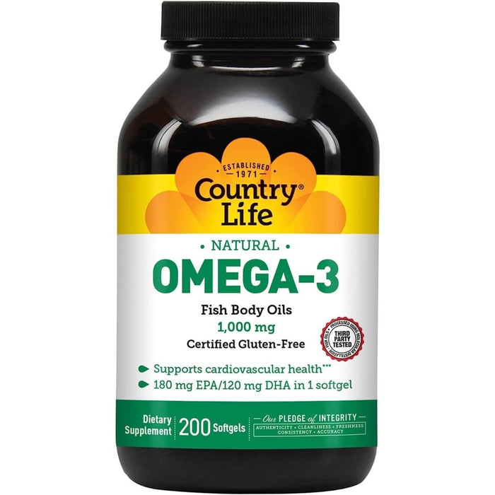 Country Life Omega-3 Fish Oil 1000mg 200 Softgel - Heart Health at MySupplementShop by Country Life