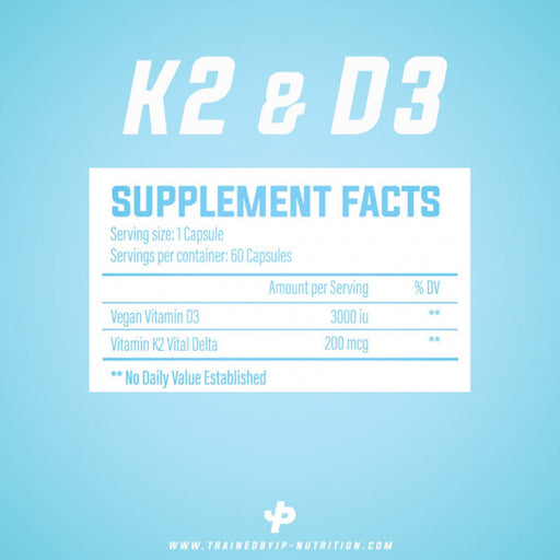 Trained By JP D3 & K2 60 Capsules Unflavoured - Sports Supplements at MySupplementShop by Trained by JP