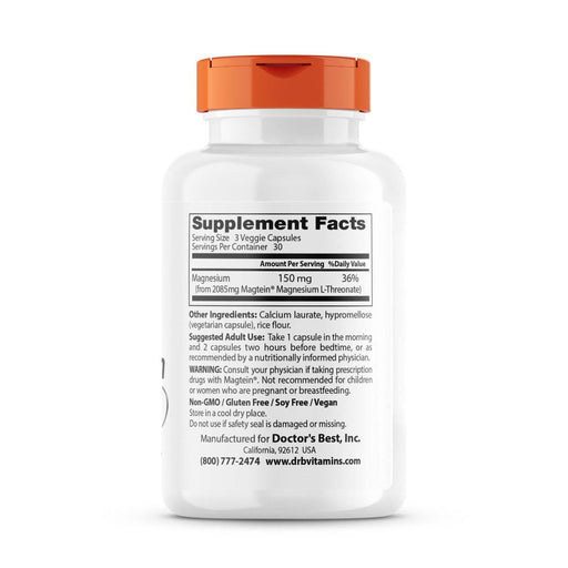 Doctor's Best Brain Magnesium with Magtein 50 mg 90 Veggie Capsules - Vitamins & Minerals at MySupplementShop by Doctor's Best