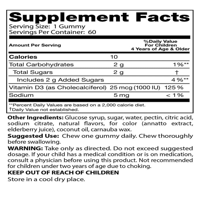 Doctor's Best Doc's Kids, Vitamin D3 Gummies, All Natural Fruit, 25 mcg (1,000 IU), 60 Natural Fruit Pectin Gummies | Premium Supplements at MYSUPPLEMENTSHOP