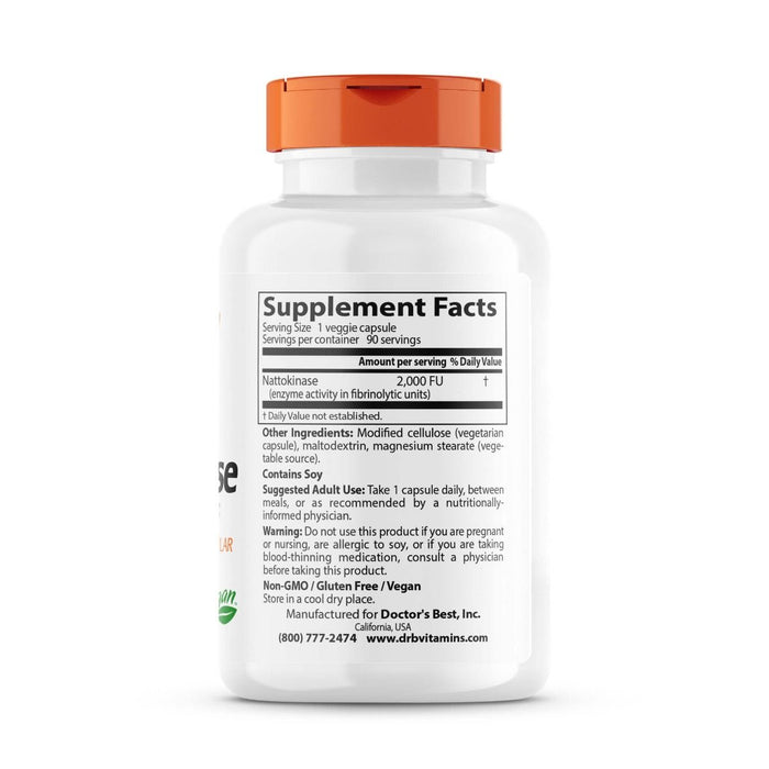 Doctor's Best Nattokinase 2,000 FUs 90 Veggie Capsules | Premium Supplements at MYSUPPLEMENTSHOP