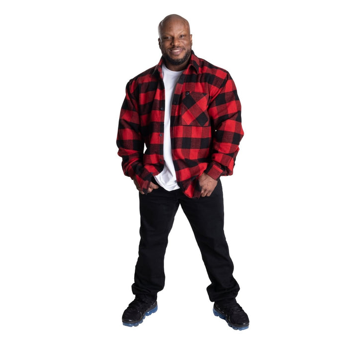 GASP Heavy Flannel Shirt - Red/Black - Large - Crewneck at MySupplementShop by Gasp