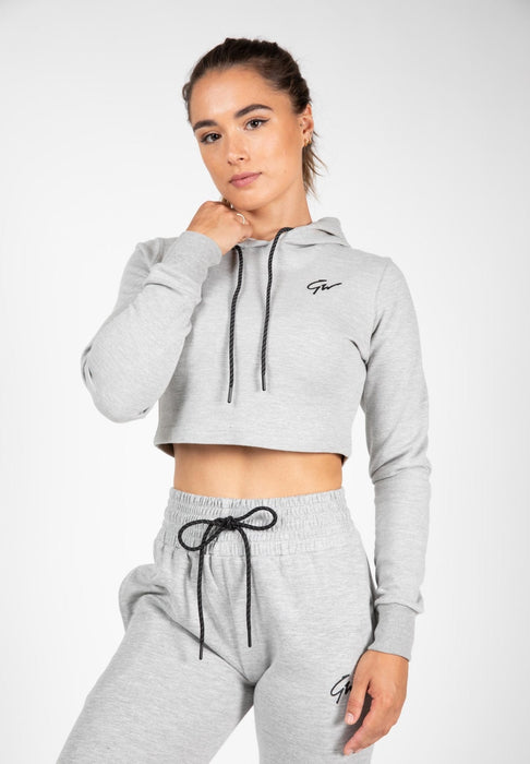 Gorilla Wear Pixley Crop Top Hoodie - Grey - XS - Hoodie at MySupplementShop by Gorilla Wear