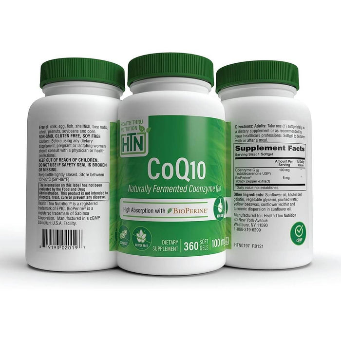 Health Thru Nutrition CoQ10 with BioPerine 100mg 360 Softgels | Premium Supplements at MYSUPPLEMENTSHOP