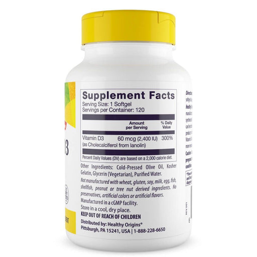 Healthy Origins Vitamin D3 2400iu 120 Softgels | Premium Supplements at MYSUPPLEMENTSHOP