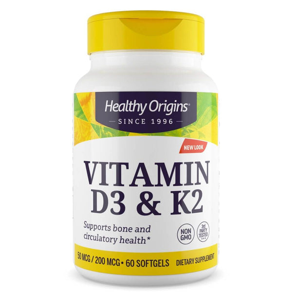 Healthy Origins Vitamin D3 &amp; K2 50mcg/200mcg 60 Softgels | Premium Supplements at MYSUPPLEMENTSHOP