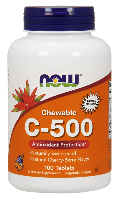 NOW Foods Vitamin C-500 Chewable, Cherry-Berry - 100 tabs