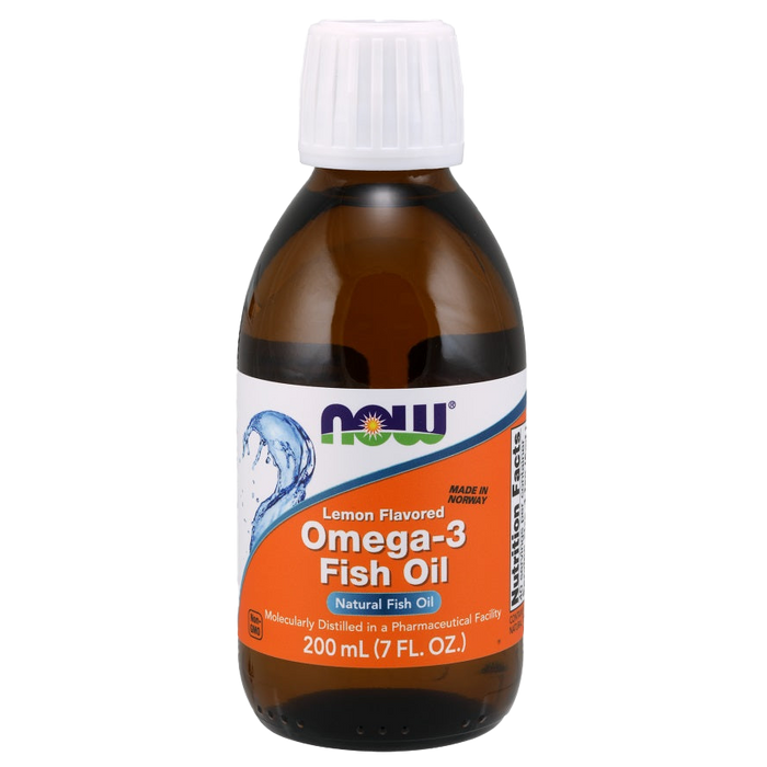 NOW Foods Omega-3 Fish Oil Liquid, Lemon - 200 ml.