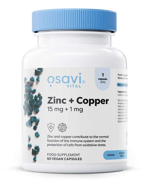 Osavi Zinc + Copper 60 vegan caps - 15mg + 1mg - Sports Nutrition at MySupplementShop by Osavi