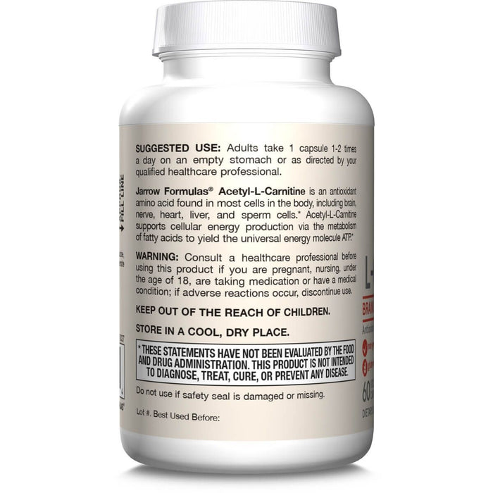Jarrow Formulas Acetyl L-Carnitine 500mg 60 Veggie Capsules | Premium Supplements at MYSUPPLEMENTSHOP