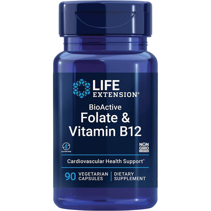 Life Extension BioActive Folate &amp; Vitamine B12 90 Capsules Végétariennes