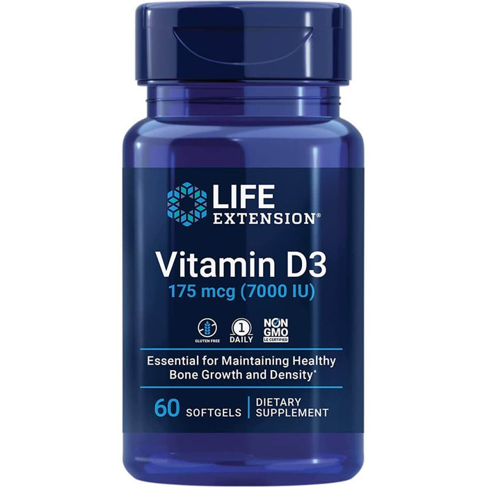 Life Extension Vitamin D3 175 mcg (7000 IU) 60 Softgels - Nutritional Supplement at MySupplementShop by Life Extension