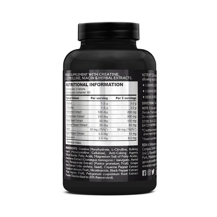 BSN Nitrix 2.0 180 Tablets 60 Servings