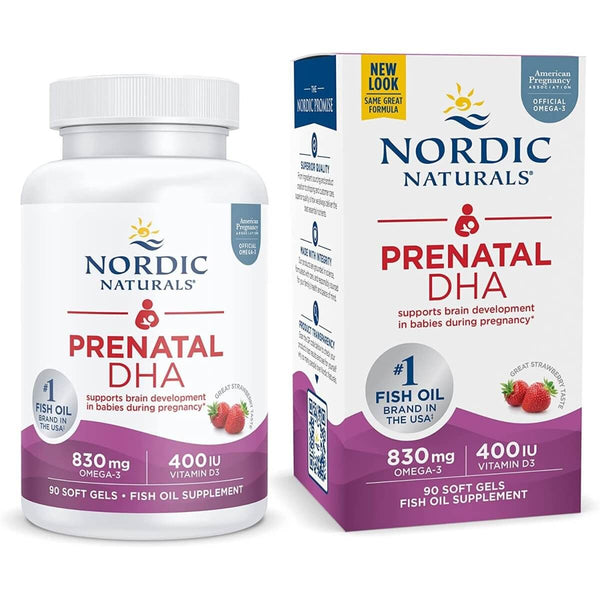 Nordic Naturals Prenatal DHA Omega-3 830mg with Vitamin D3 90 Softgels (Strawberry) | Premium Supplements at MYSUPPLEMENTSHOP