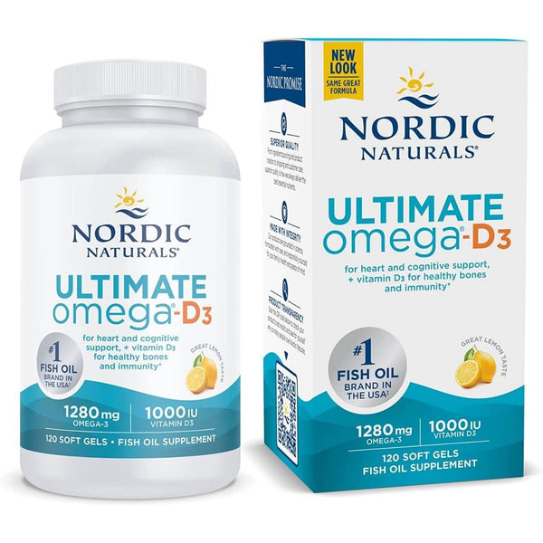 Nordic Naturals Ultimate Omega-D3 1280mg 120 Softgels (Lemon) - Health and Wellbeing at MySupplementShop by Nordic Naturals