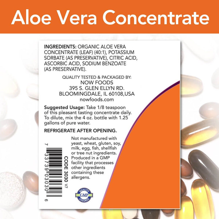 NOW Foods Aloe Vera Concentrate 4oz (118ml) | Premium Supplements at MYSUPPLEMENTSHOP