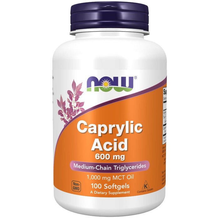 NOW Foods Caprylic Acid 600 mg 100 Softgels - Health and Wellbeing at MySupplementShop by Now Foods