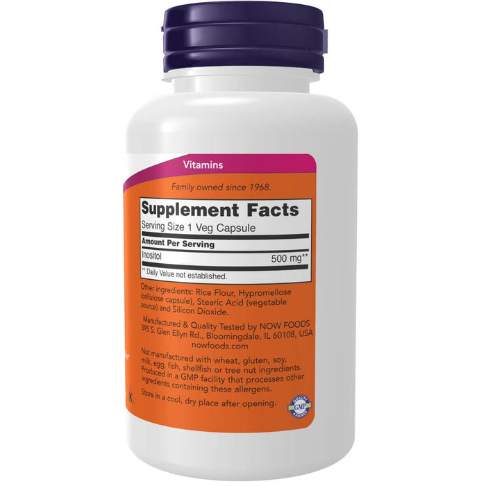 NOW Foods Inositol 500mg 100 Veg Capsules | Premium Supplements at MYSUPPLEMENTSHOP