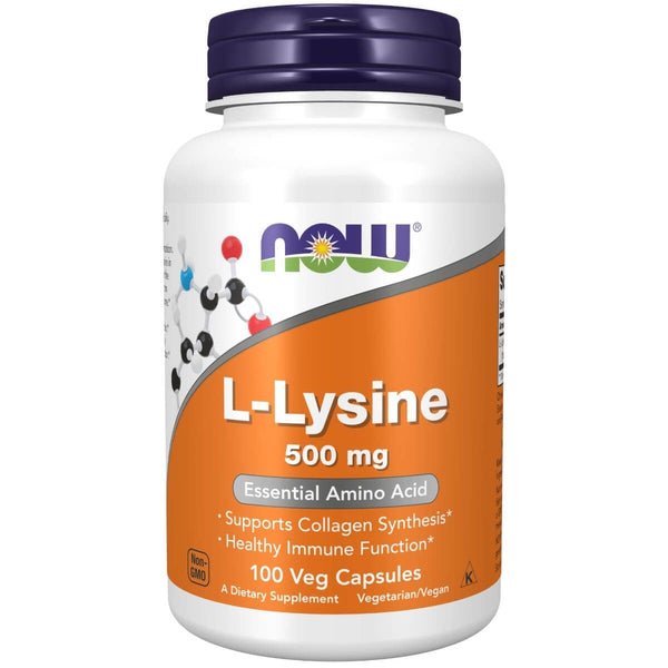 NOW Foods L-Lysine 500 mg 100 Capsules - Amino Acids and BCAAs at MySupplementShop by NOW Foods