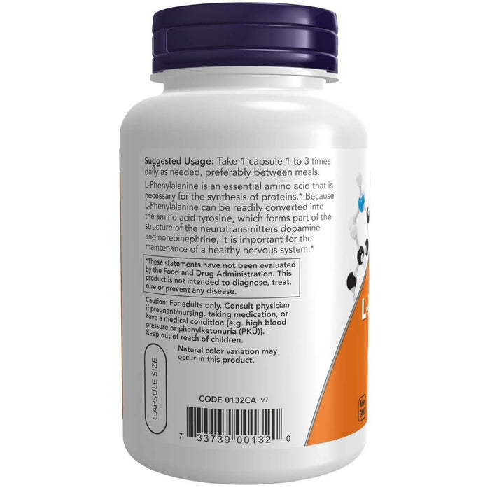 NOW Foods L-Phenylalanine 500 mg 120 Veg Capsules | Premium Supplements at MYSUPPLEMENTSHOP