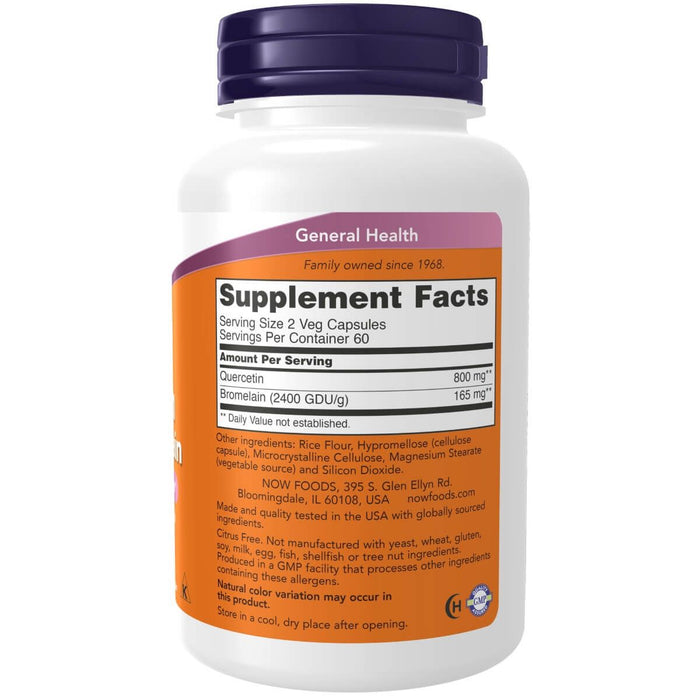 NOW Foods Quercetin with Bromelain 120 Veg Capsules | Premium Supplements at MYSUPPLEMENTSHOP