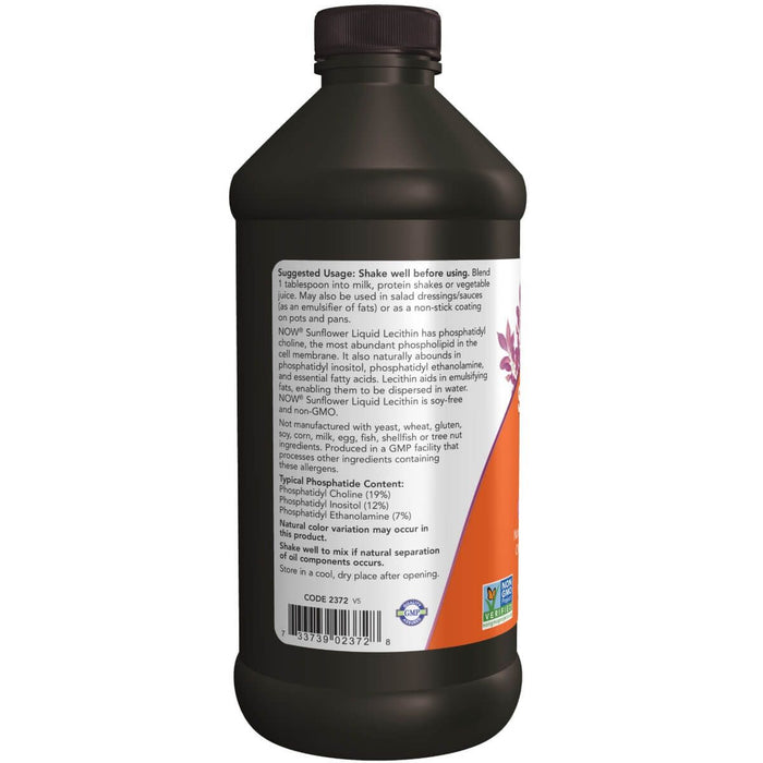 NOW Foods Sunflower Lecithin Liquid 16oz (473ml) | Premium Supplements at MYSUPPLEMENTSHOP