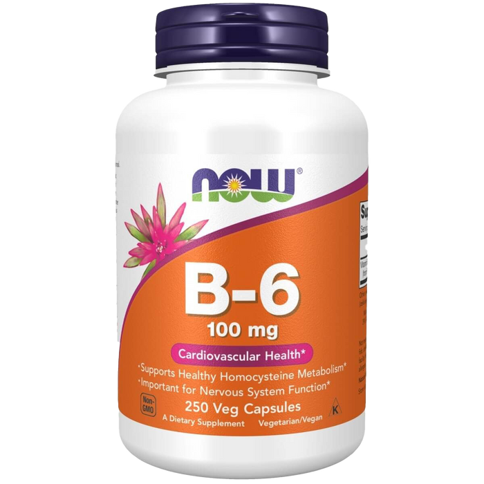 NOW Foods Vitamin B-6 (Pyridoxine HCl) 100 mg 250 Veg Capsules