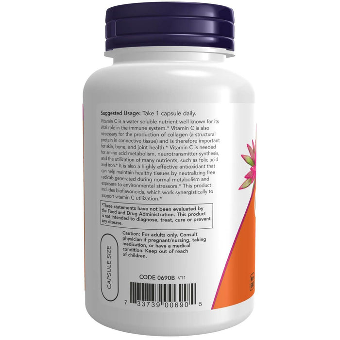 NOW Foods Vitamin C-1,000 with 100 mg of Bioflavonoids 100 Veg Capsules | Premium Supplements at MYSUPPLEMENTSHOP