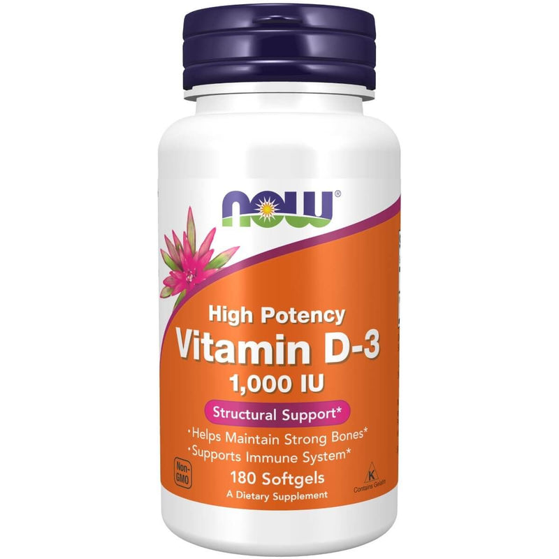 NOW Foods Vitamin D-3 1,000 IU 180 Softgels | Premium Supplements at MYSUPPLEMENTSHOP