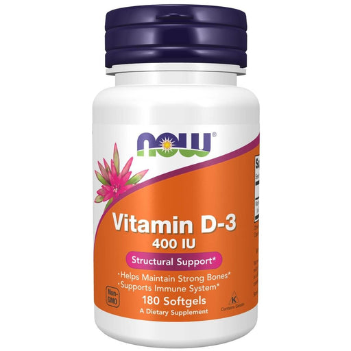 NOW Foods Vitamin D-3 400 IU 180 Softgels | Premium Supplements at MYSUPPLEMENTSHOP