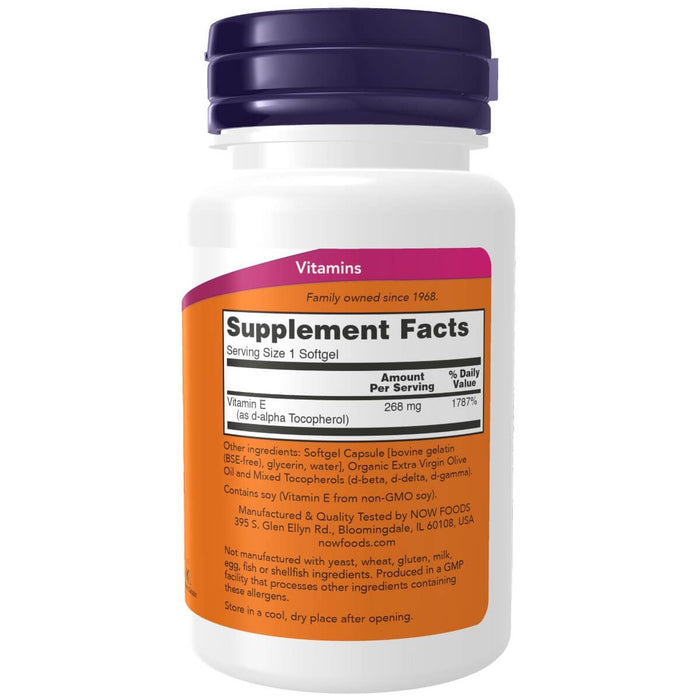 NOW Foods Vitamin E-400 IU Mixed Tocopherols 50 Softgels - Vitamins & Minerals at MySupplementShop by NOW Foods