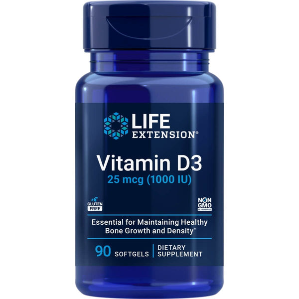 Life Extension Vitamin D3 25 mcg (1000 IU) 90 Softgels | Premium Supplements at MYSUPPLEMENTSHOP